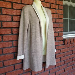Essential Reversible Alpaca Wool Blend Cardigan Size S Organic Cotton Beige